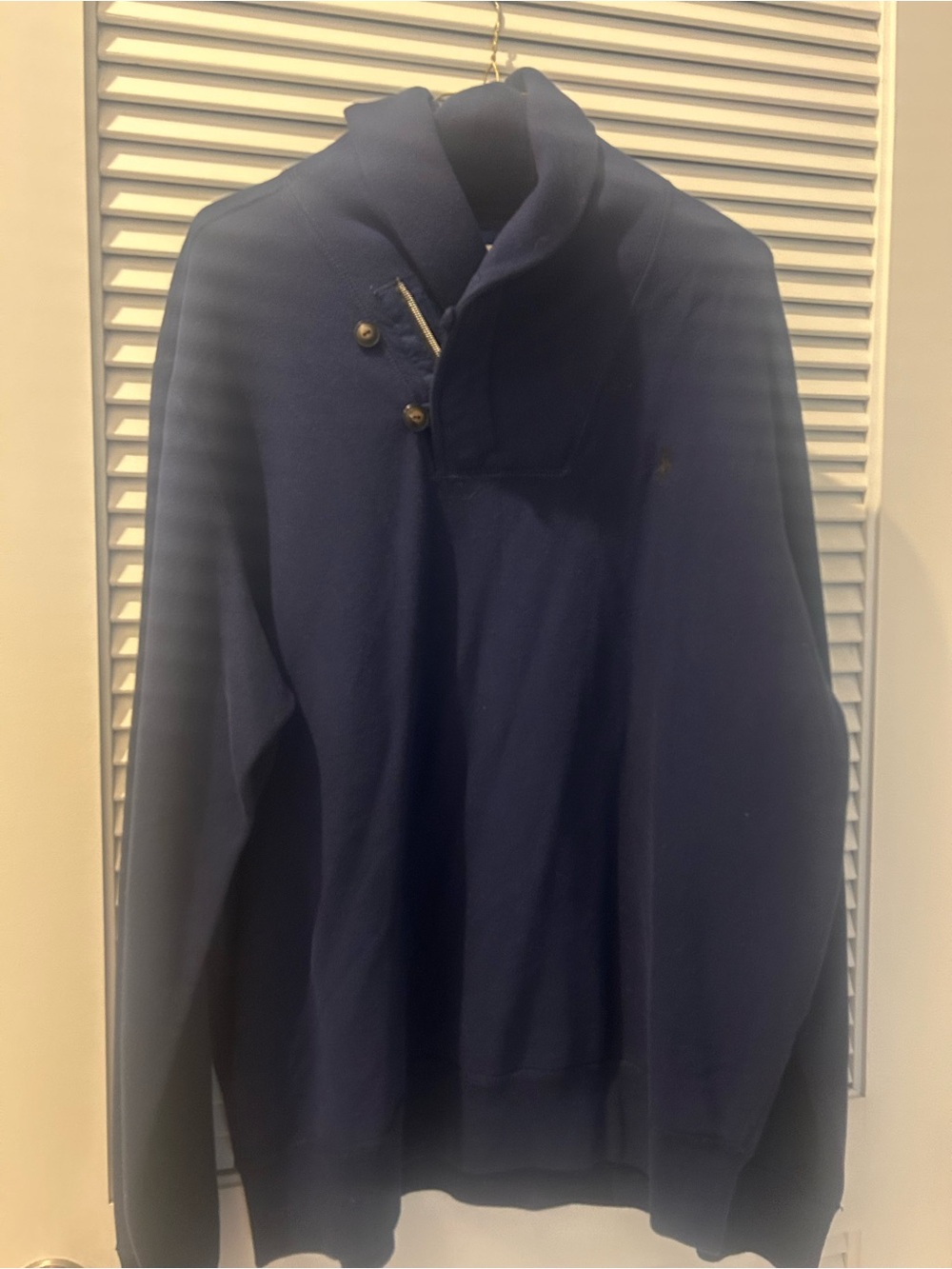 Polo by Ralph Lauren Men's Navy Button-Neck Zip Sweater